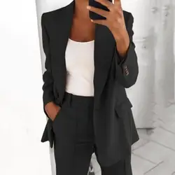 Blazer à boutons à manches longues pour femmes, col coloré, veste trempée, manteau de document solide, rendez-vous