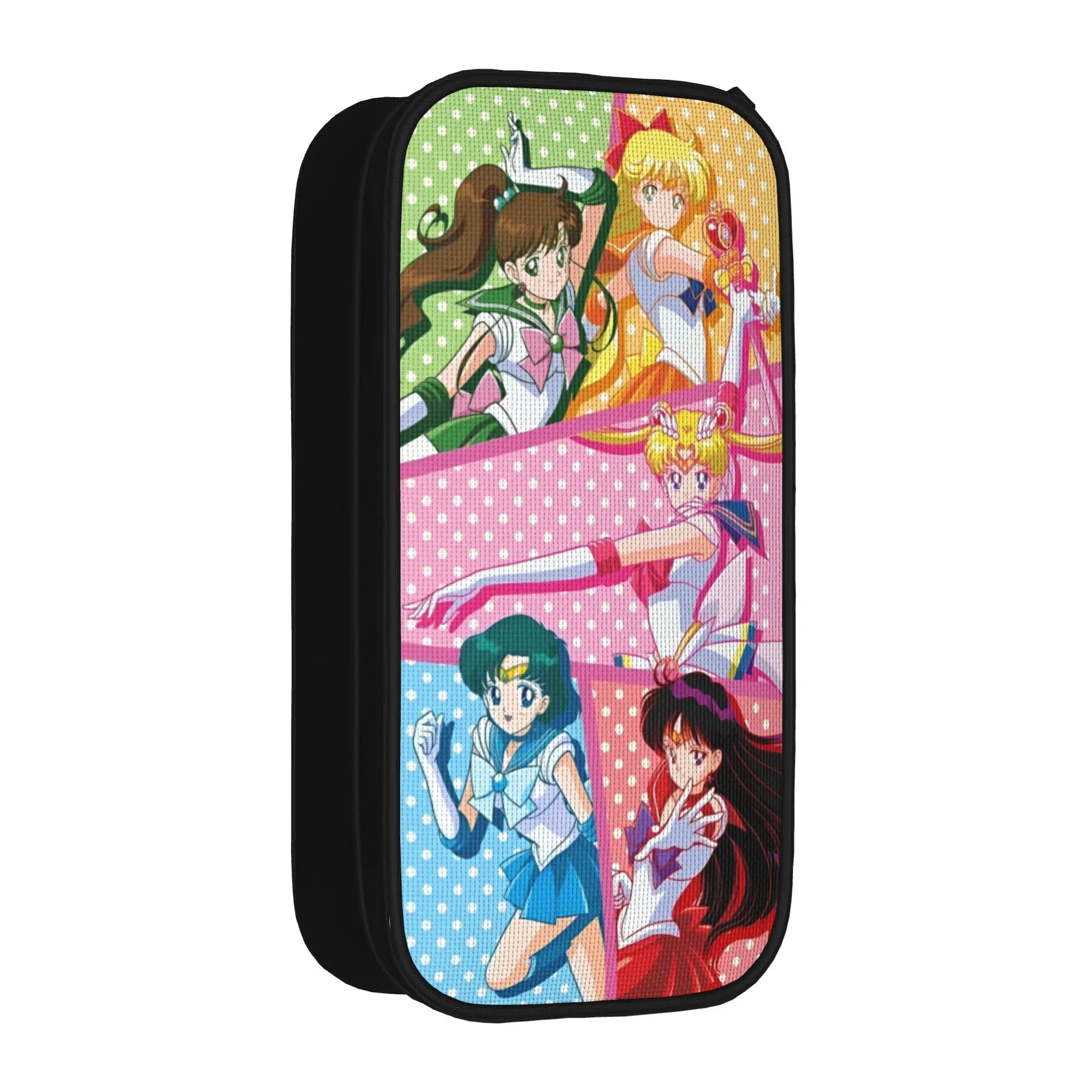 Large Capacity Pen Box Sailors Moons Merch Double Layer Pencil Box Girl Makeup Bags Perfect Gifts