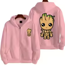 Men I Am Groot Cartoon Zipper Hoodie