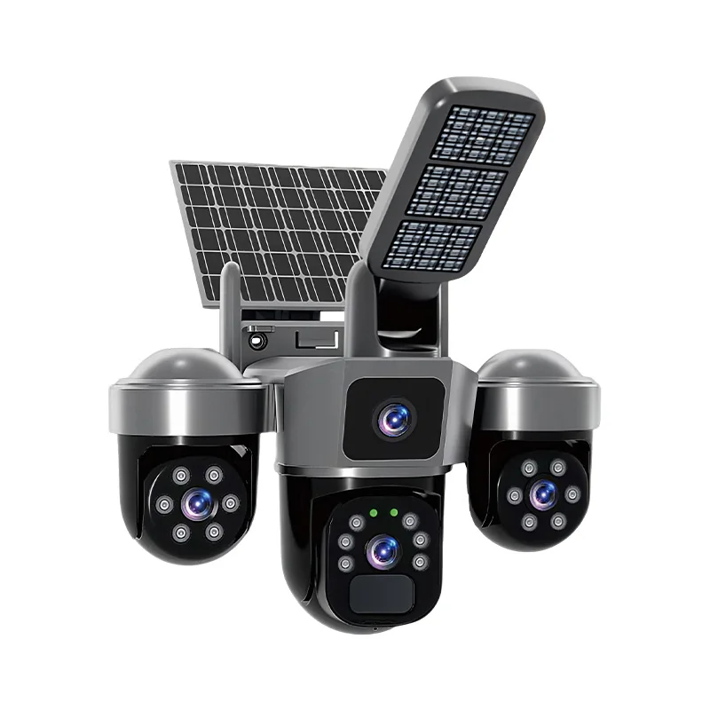 6MP V380 APP Solar Power Triple Lens  AOV 4G WIFI Camera Floodlight AI Humanoid Detection Home Security CCTV Baby  Monitor