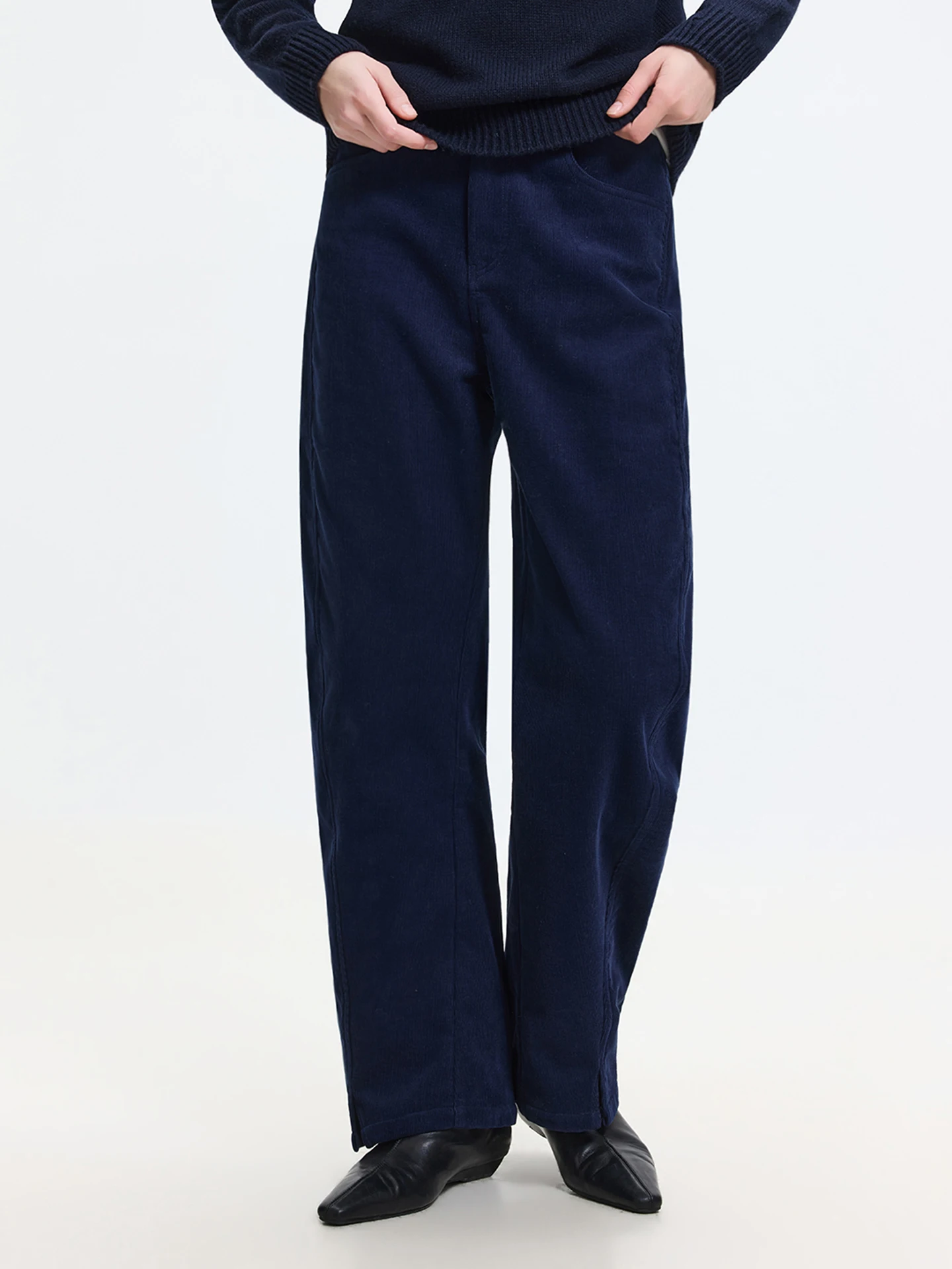 

Retro Loose Blue Corduroy Pants Women's Straight Leg Thi Casual Trousers Autumn Winter Faion lar Tree Pants High Waist...