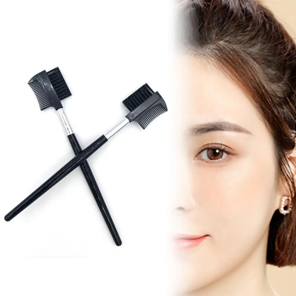 Eyebrow Comb Black Easy to Carry Double-head Beauty Brow Brush Useful Double-head Beauty Eyelash Brush for Female