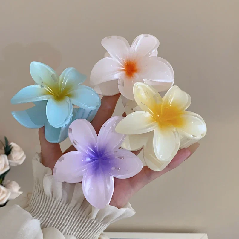 Artiglio per capelli con fiore di giglio stile vacanza bohémien Fermaglio per capelli dolce per donna Artigli per capelli floreali Accessori per