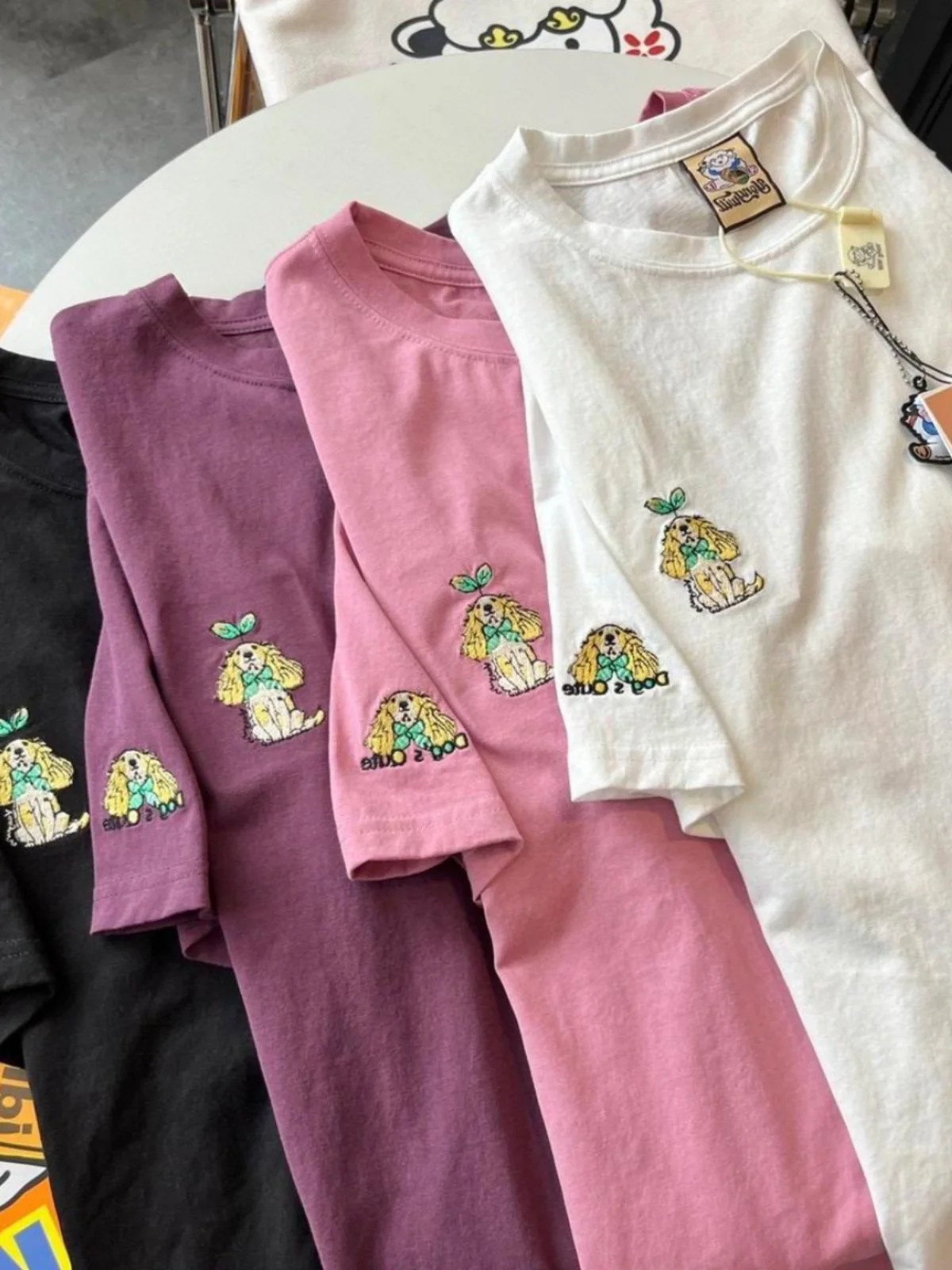 Plus size puro algodão ort sve camiseta feminina linda f sve corpo irt dos desenhos animados cão impressão casual verão topo