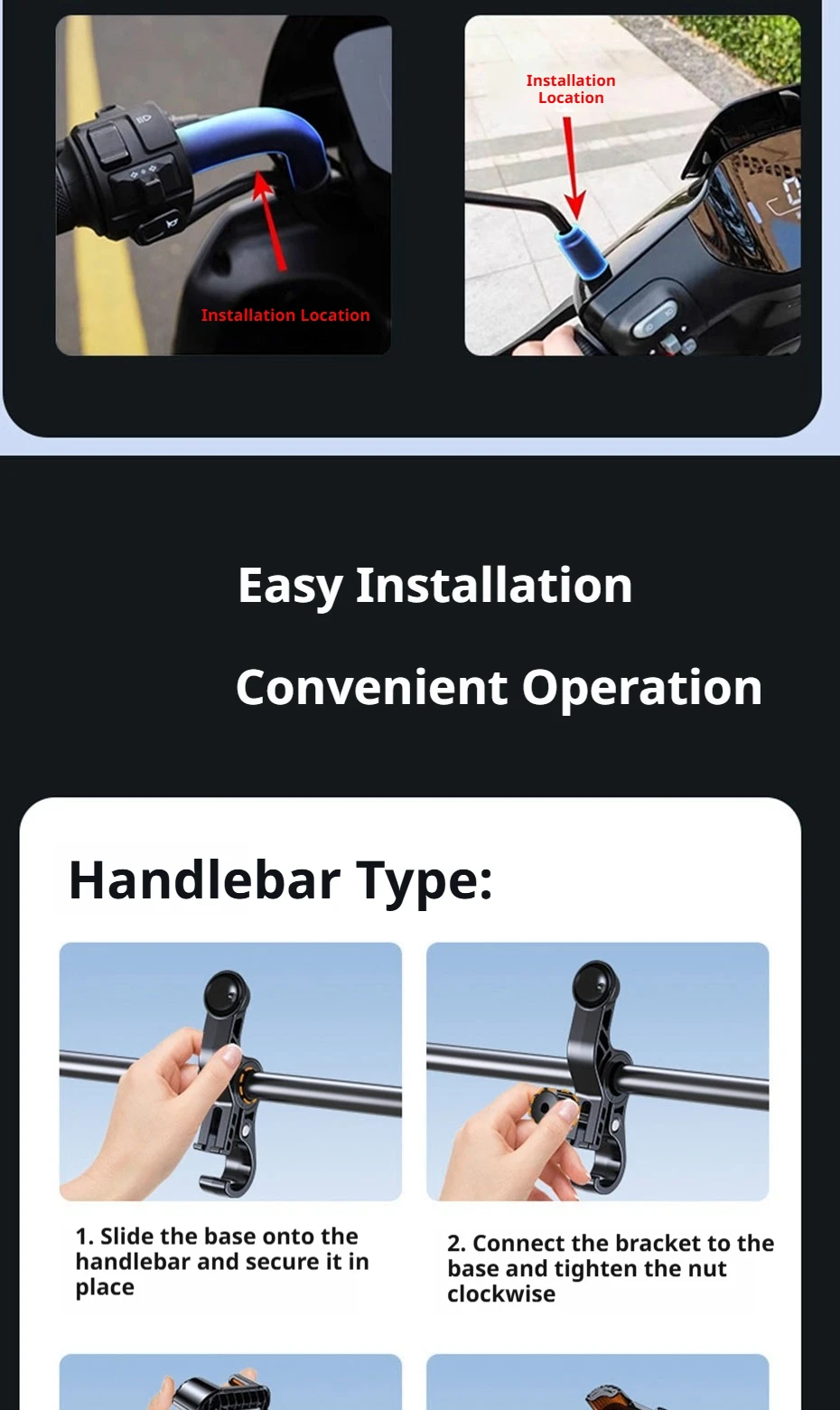 Stoßdämpfende Motorrad-Handyhalterung 360° ° Drehbarer Fahrrad-Handyhalter für 4,7-7,2 Zoll Smartphones – Detail 11