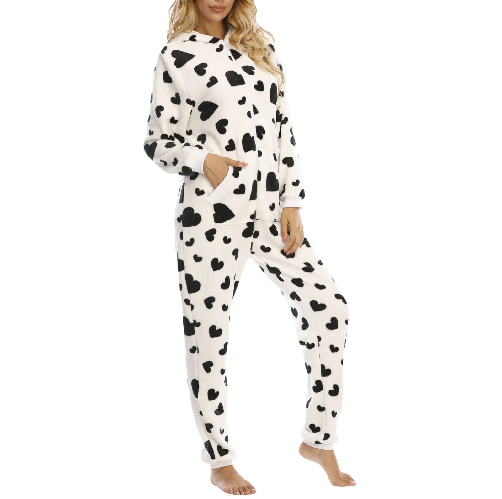 Warm Onesies Jumpsuit Pajama Casual Soft Sleepwear Hooded Nightwear Comfortable Women Flannel Homewear 2024 Home Outfit Wear