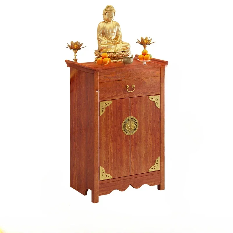 

Chinese Style Clothes Closet Solid Wood Buddha Shrine Home Guanyin Bodhisattva God of Wealth Worship Table Incense Burner Table