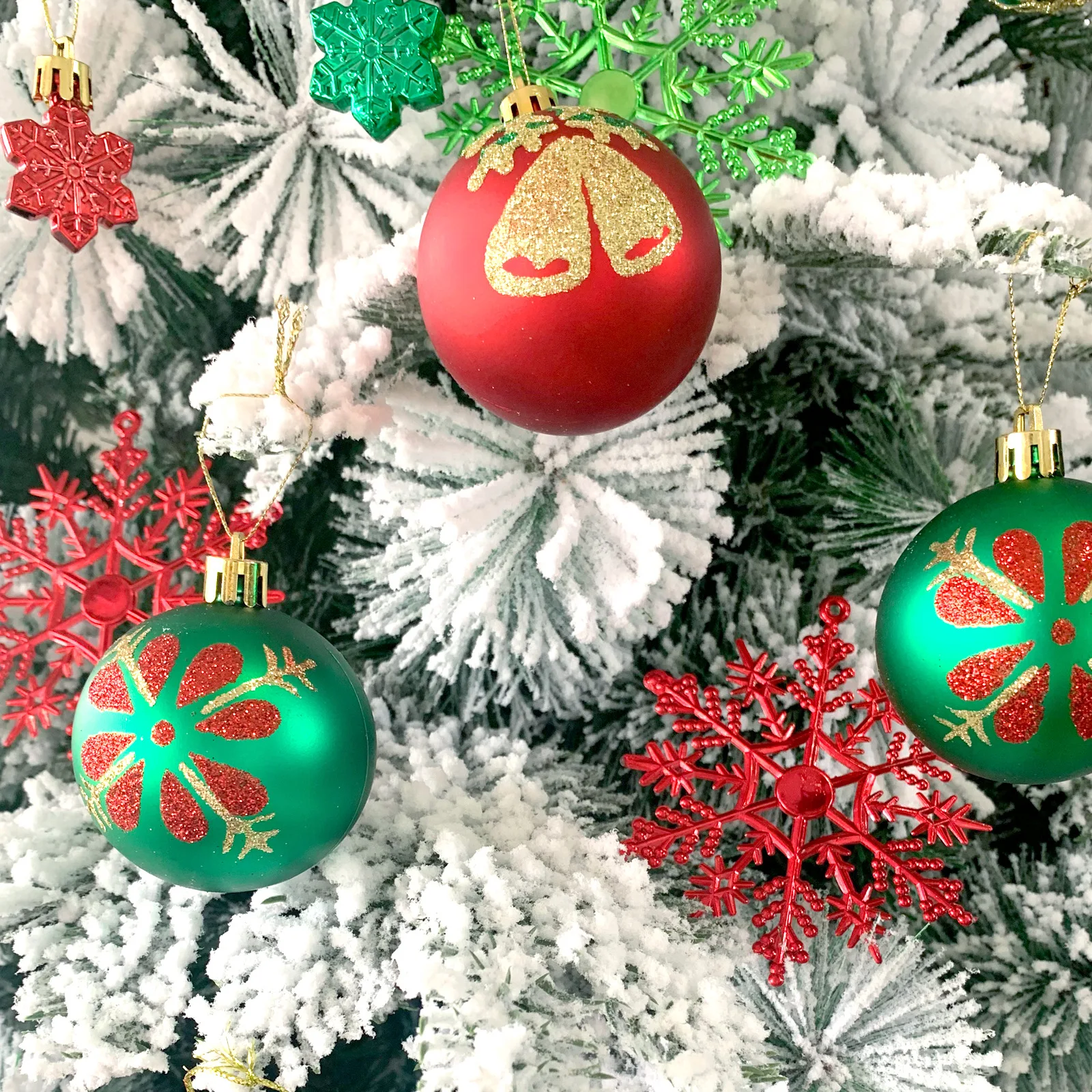 45 قطعة مجموعة كرات عيد الميلاد شجرة عيد الميلاد حلي معلقة كرات عيد الميلاد الفاخرة مع رقاقات الثلج والرنة ديكور المنزل الطرف #5