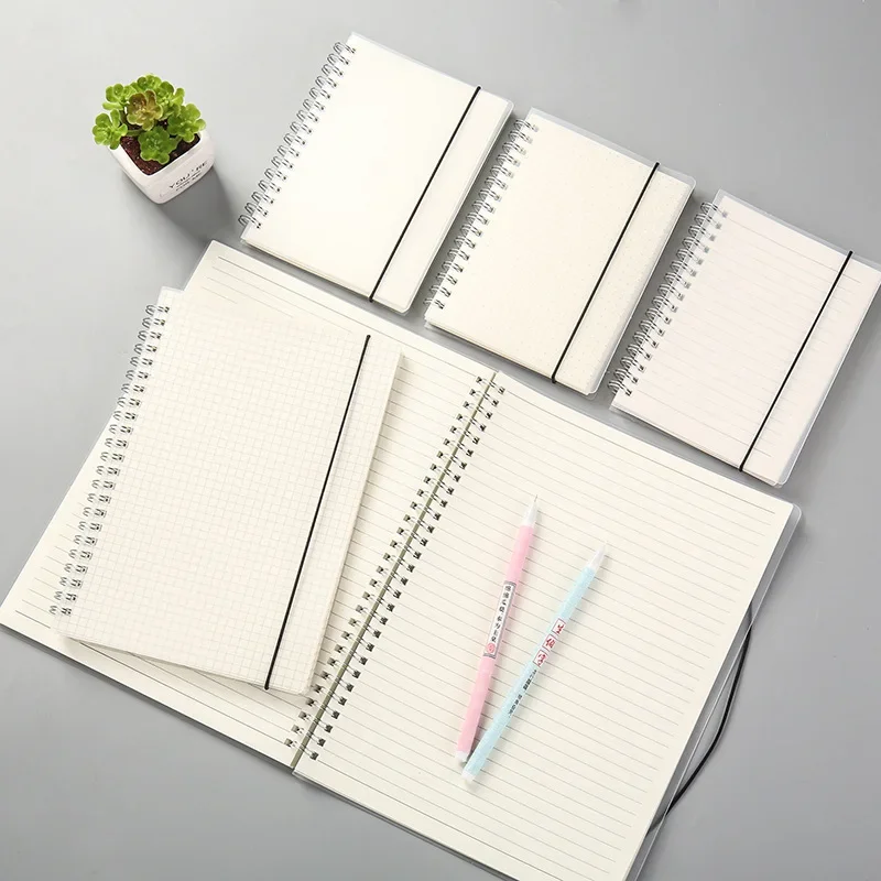 A5 A6 B5 Spiraal Notebook Eenvoudige Pp Cover Transparante Matte Lijn Raster Leeg Dot Notepad Dagboek Planner Notebooks