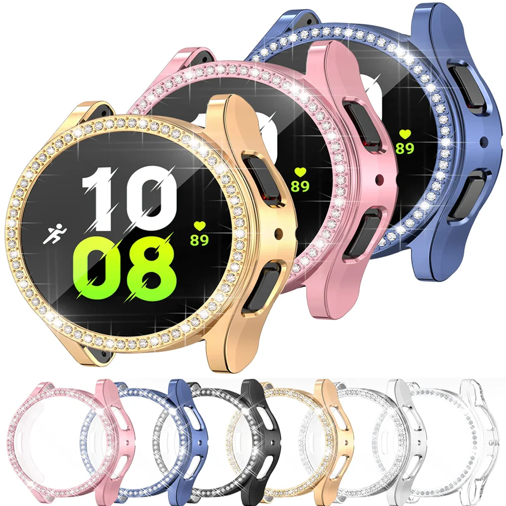 Diamond Case for Samsung Galaxy Watch 5/5 pro/4 40mm 44mm PC Cover All-Around Bumper Protector Galaxy watch 4 classic 46mm 42mm