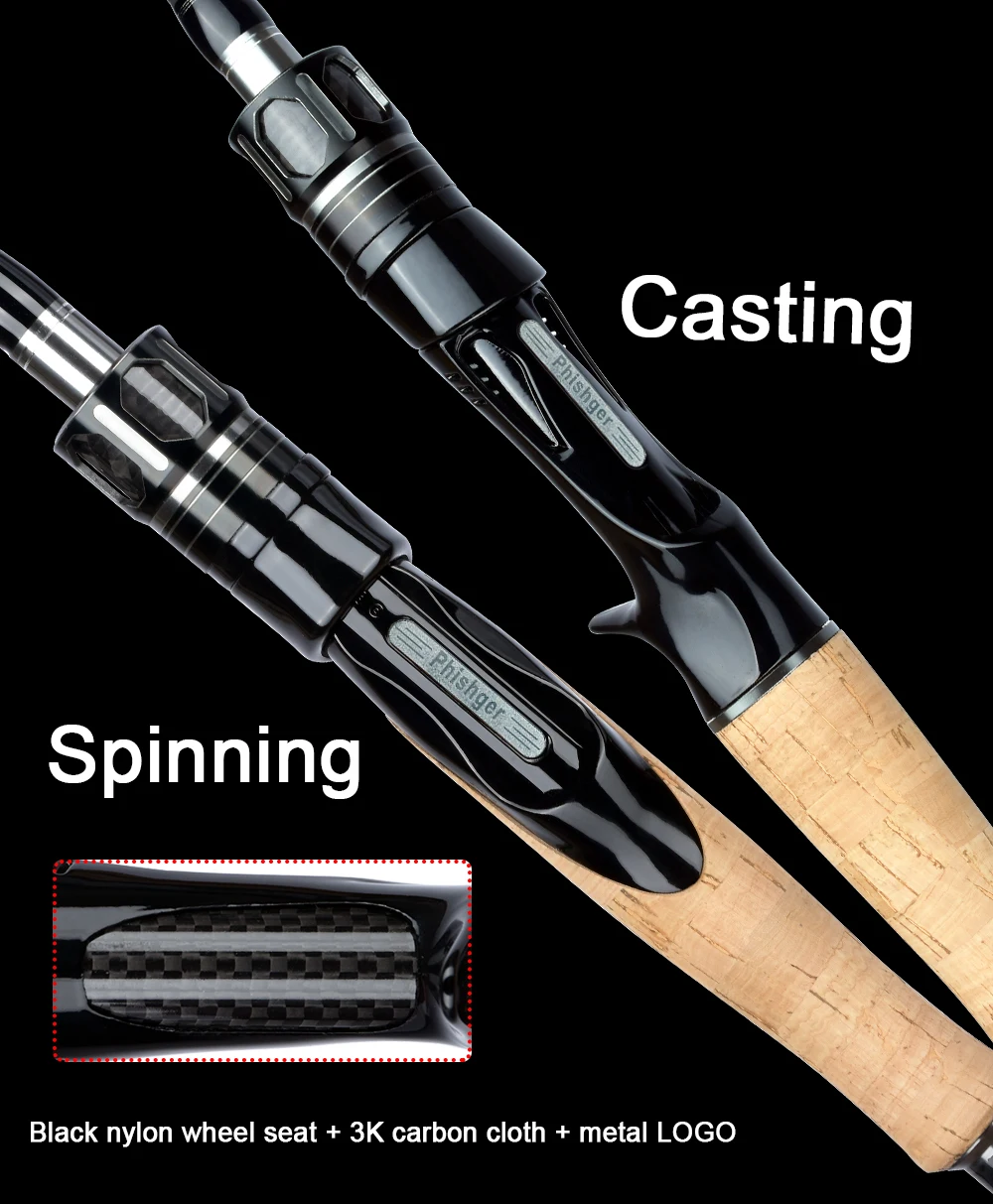 BIUTIFU Spinning Casting Fuji Angelrute 1,8/2,1/2,4/2,7/3,0/3,3m T800 Carbon 2 Spitzen ML/M/MH/H Köder 5-80g Reise-Baitcasting-Rute – Detail 8