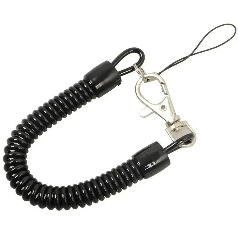 Plastic Black Retractable Spring Coil Spiral Stretch Chain Keychain Key Ring For Men Women Anti-lost Phone Spring Keychain