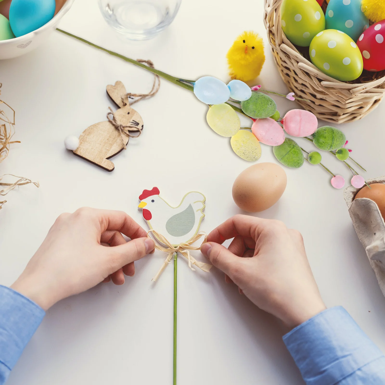 

4Pcs Artificial Easter Egg Floral Stems Berry Branches 40cm Easter Egg Picks for Vase Bouquet DIY Spring Party Decorations