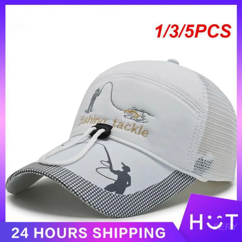 1/3/5PCS Fishing Hats Adjustable Buckle Breathable Hip Hop Unisex Fishing Hat Sports Fishing Adjustable