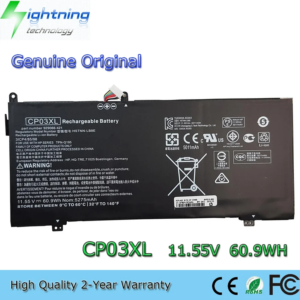 

New Genuine Original CP03XL 11.55V 60.9Wh Laptop Battery for HP SpectreX360 13 X360 13-ae000 13-ae011dx 13-ae012dx CP03060XL etc