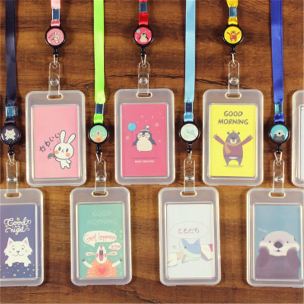 Fashion Cartoon Lovely Retractable Card Holder Bank Credit Card ID Business Case Name Badge Holder