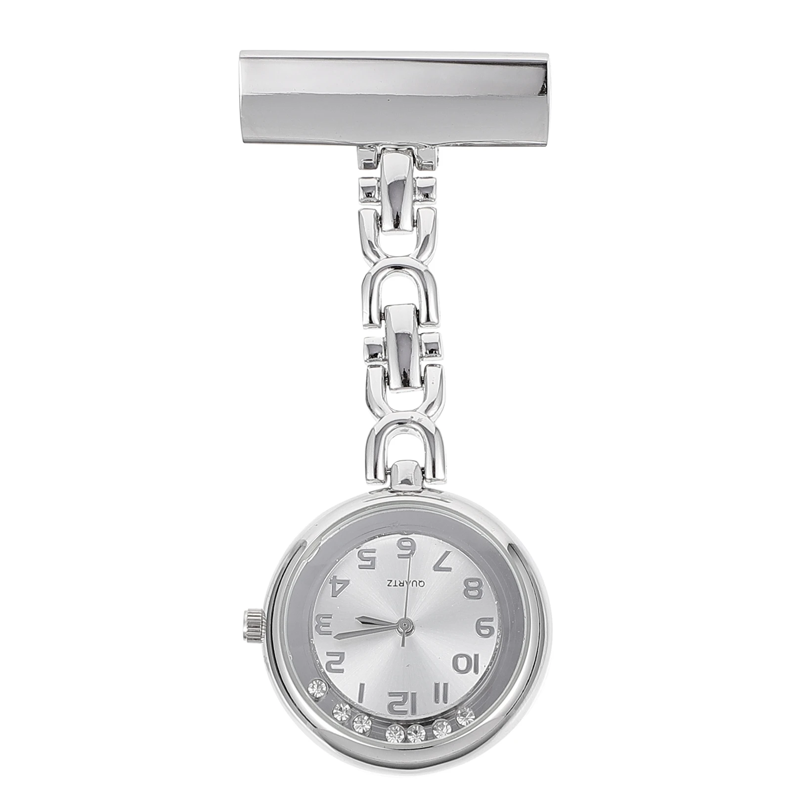 

Rhinestone Pocket Watch Quartz Alloy Clip Design Large Dial Nurse Fob Watch Women Nursing Student Doctor Practical Diamond