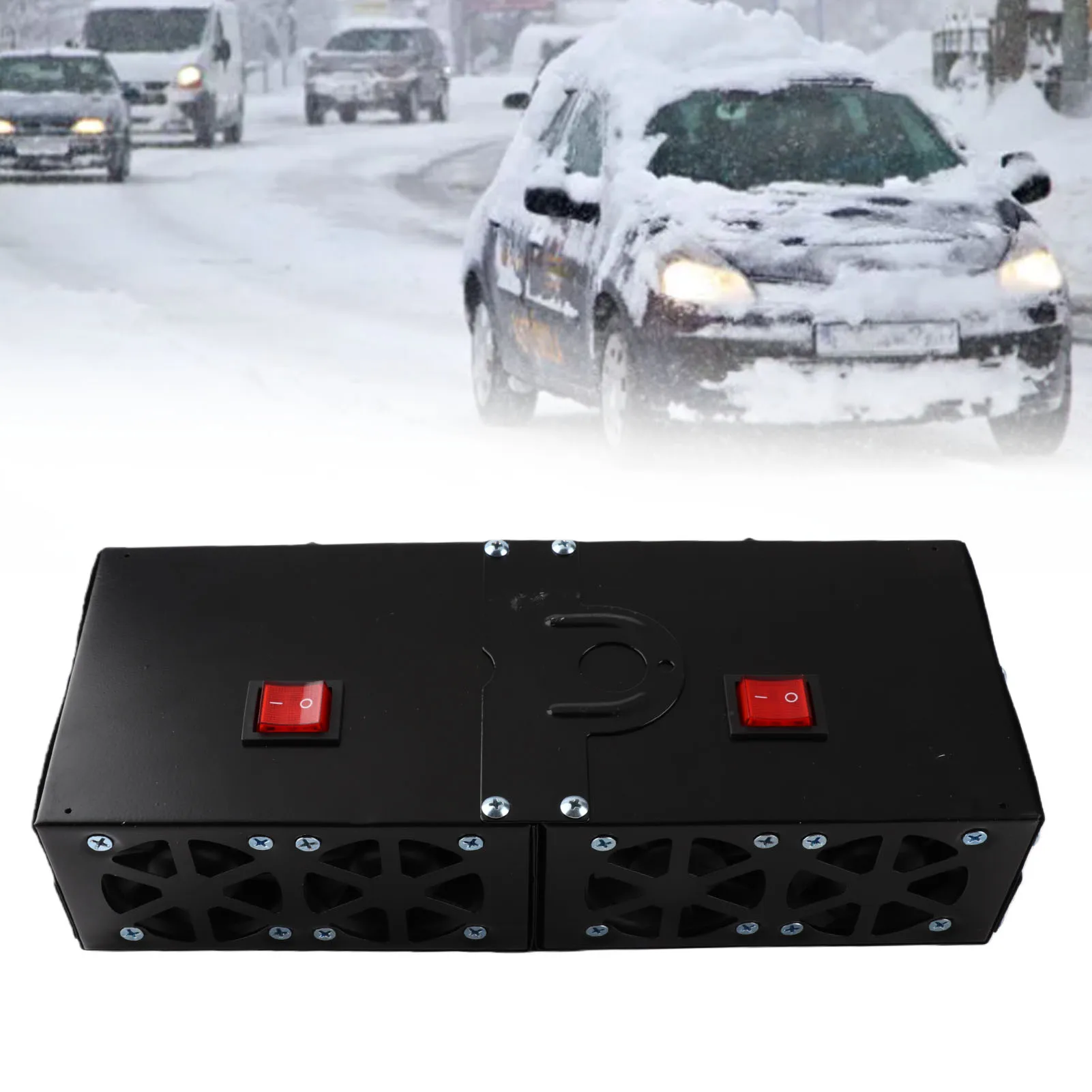 Car Heater Defogger Auto 4 Hole Heating Fan With dual switches 12V Defroster Defogger 800W 80 Degree Automotive Electronics