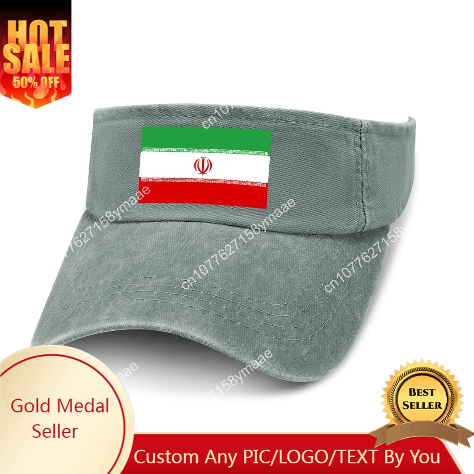 

Iran Flag Sun Visor Leaky Top Cowboy Hats Mens Womens Customize DIY Cap Sports Baseball Tennis Golf Caps Empty Open Top Hat Pop