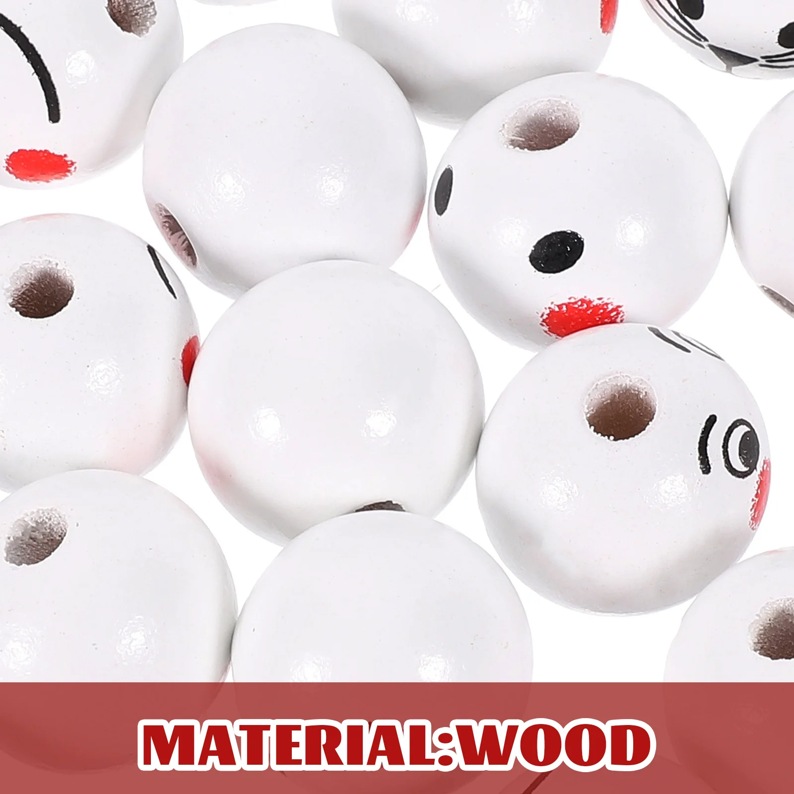 

120Pcs Face Pattern Wood Beads Bulk Smooth Natural Wooden Large Hole Beads for DIY Crafts Jewelry Bracelets Wood Bead Wreath