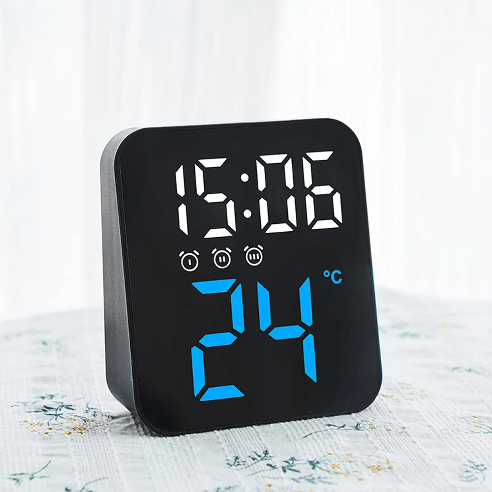 LED Digital Alarm Clock Electronic Digital Alarm Clock Screen Desktop Clock For Home Office Backlight Temperature Display