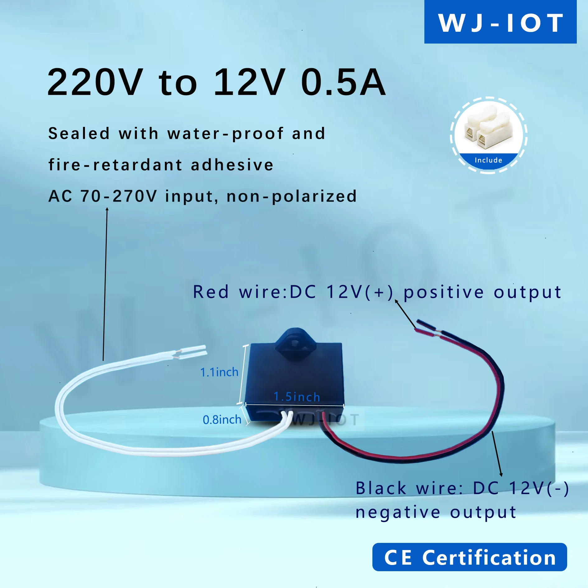 

Waterproof LED Driver 6W Fan Power Supply AC220V to DC12V Constant Current Constant Voltage 500mA Low Voltage For Cabinet Lamp