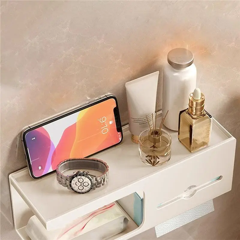 AA01-لأدوات تخزين الحمام، حامل ورق التواليت المثبت على الحائط مصنوع من مادة الصلب الكربوني