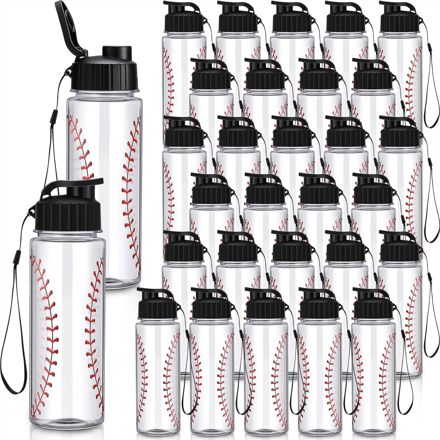 

30 Pack Sports Water Bottles Bulk 17 oz Reusable Plastic Biking Bottles with Leak Proof Flip Top for Baseball Party Outdoor