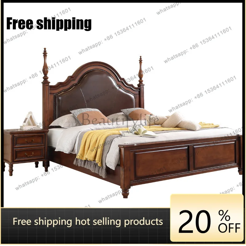 LX American solid wood bed modern simple master bedroom light luxury air pressure box frame storage bed