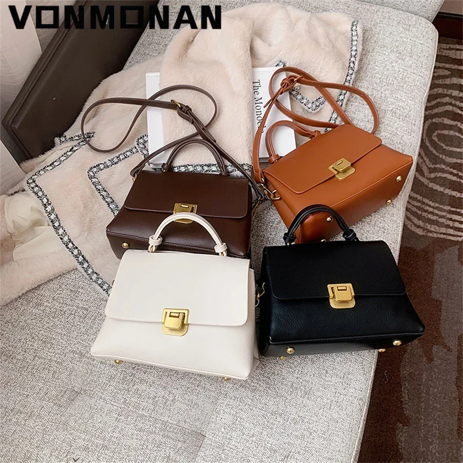 Vintage Tote Bag Winter New Quality PU Leather Women\'s Designer Handbag Purses Luxury Designer Mini Shoulder Messenger Bag