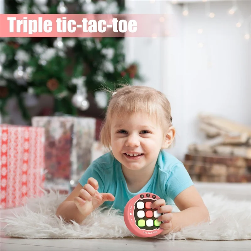 DELAM-Brainteaser Games Tic Tac Toe Spieltisch 3-in-Reihe-Tischspiel für 3–5 Jahre alt, tragbares Konsolenspiel, Familienspiel