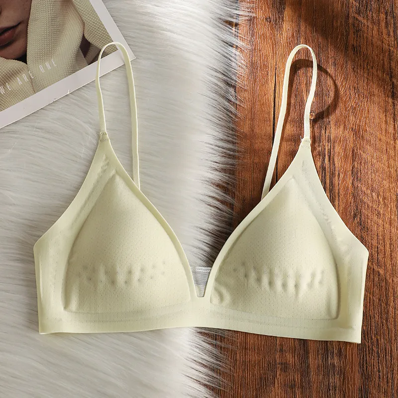 Soutien-gorge sans couture Ladie Ice Silk Cool à bonnets évidés, sans armatures, push-up, lingerie anti-affaissement, maintien latéral confortable, sous-vêtement