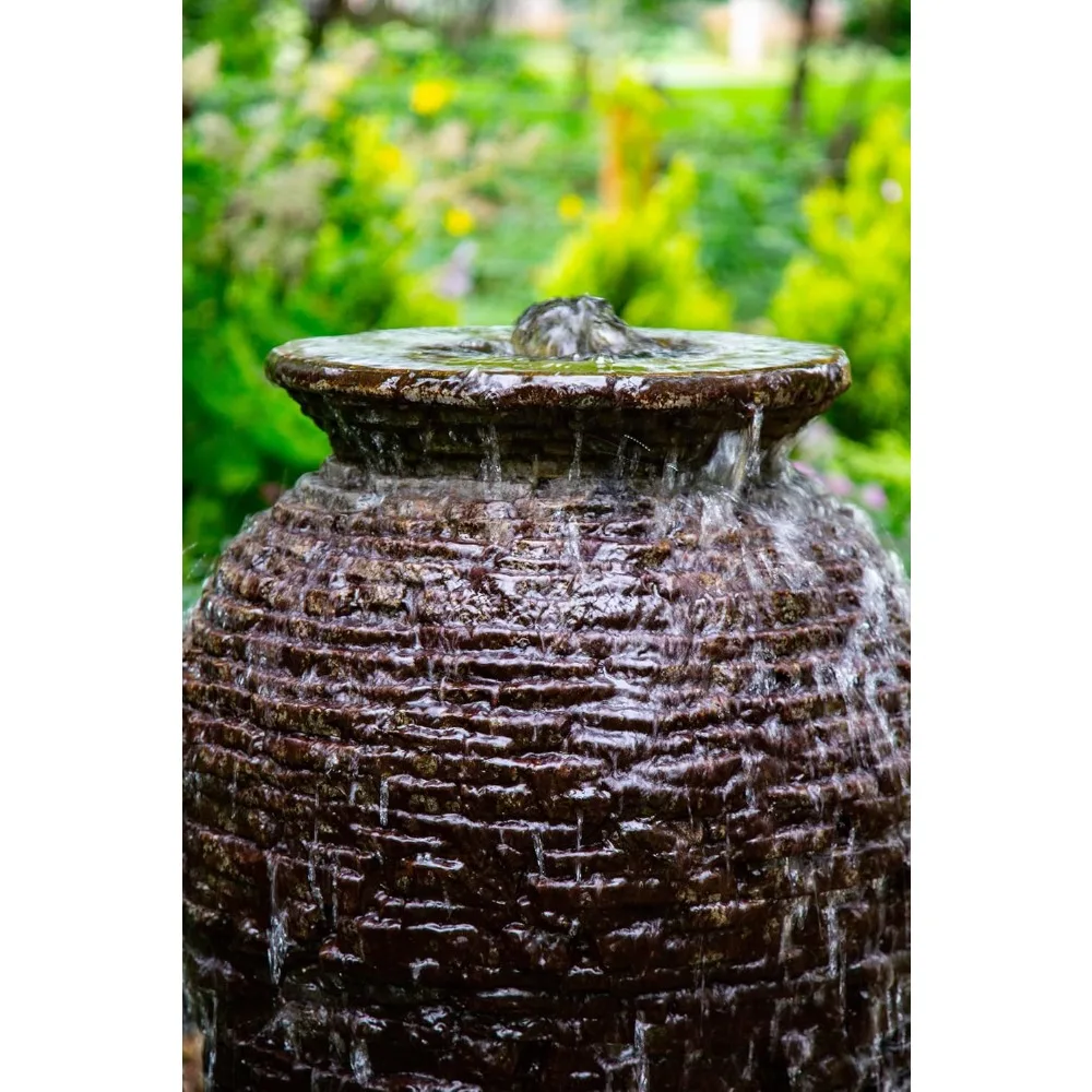 78207 نافورة جرة متوسطة الحجم مكدسة للمناظر الطبيعية والحدائق، طول 45 بوصة رمادي داكن #2