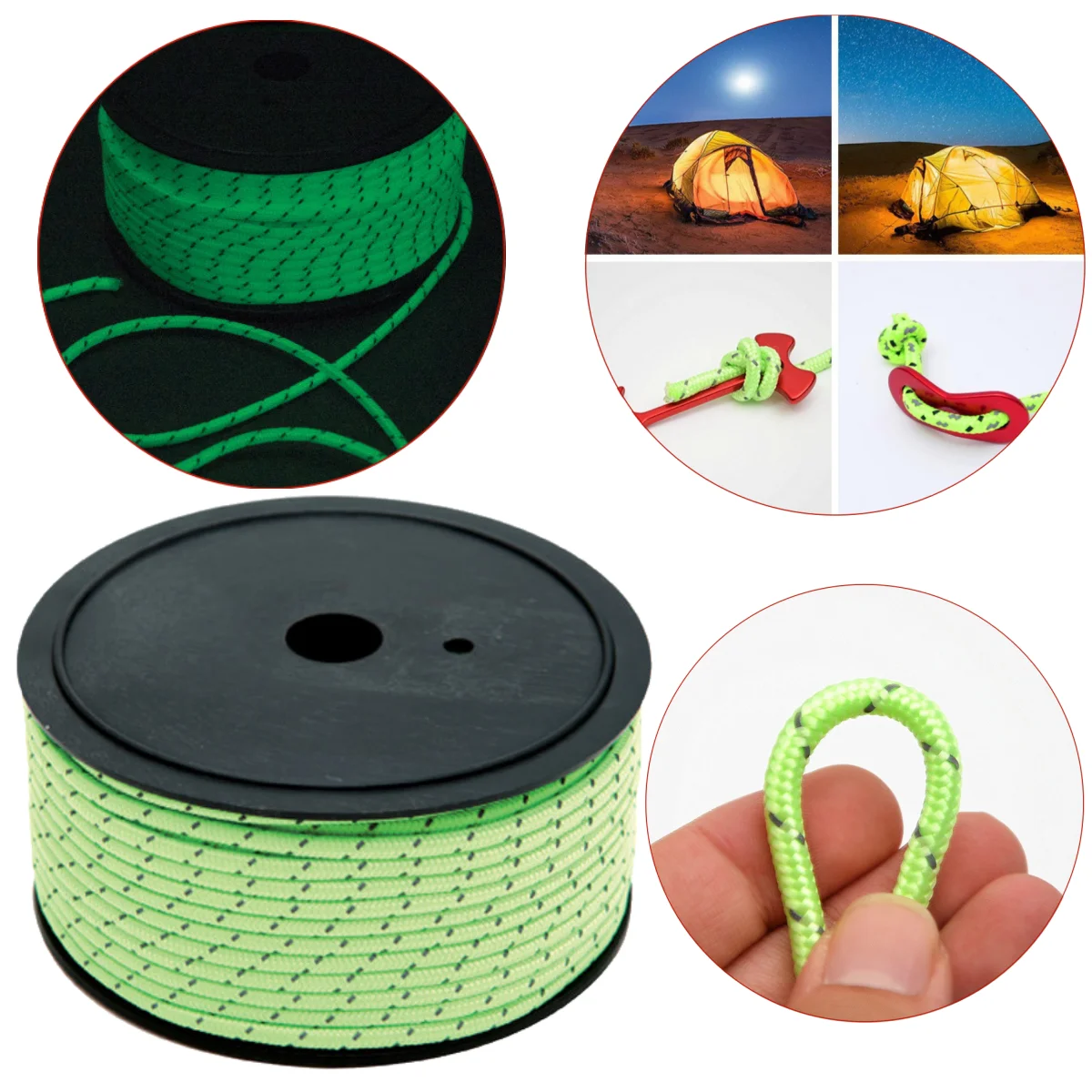 Outdoor 5mm Reflective Tent Rope, Camping Picnic Canopy Durable Windproof Rope, Travel Hiking Portable Clothesline