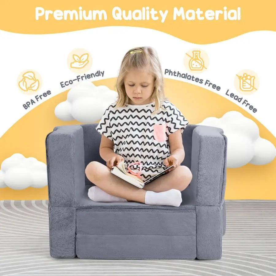 سرير سفر للأطفال الصغار، كرسي أريكة سرير للأطفال الصغار قابل للطي 2 في 1، سرير أرضية ناعم للسفر للأطفال الصغار مع أغطية قابلة للغسل لرفع رغوة السلامة