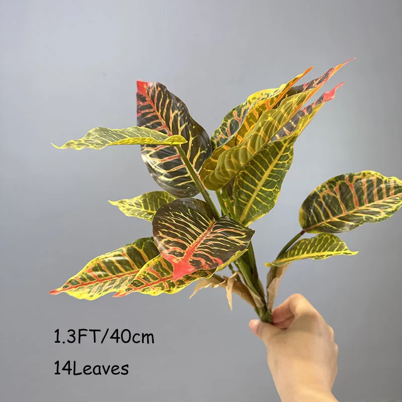 الاصطناعي الاستوائية Monstera شجرة النخيل فرع ، وهمية أوراق السلاحف ، البلاستيك ، فو ، شجرة للمنزل حديقة و مكتب ديكور ، 1.3FT #5