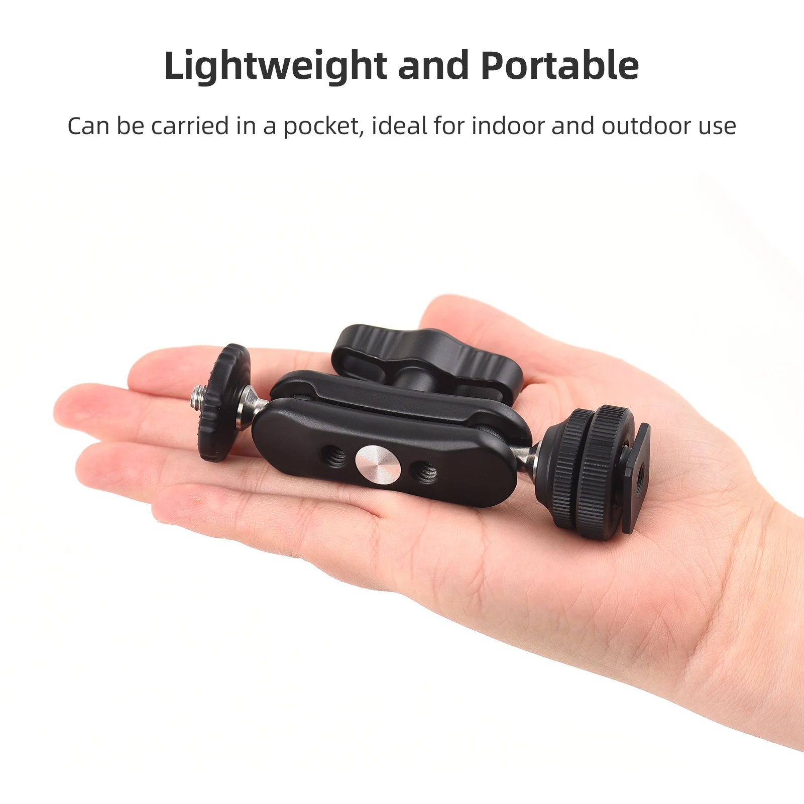 Multi-Function Ballhead Mini Cool Double Ball Dead Adapter w/ Cold Shoe Mount & 1/4 Inch Screw for DSLR Camera Camcorder Monitor