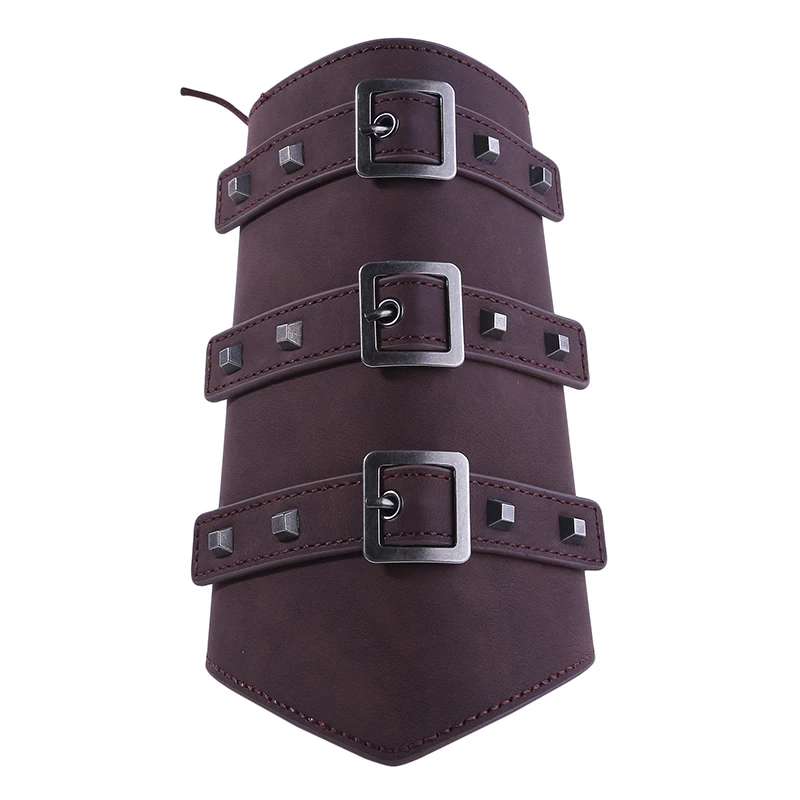 Unisex Pu deri dayağı geniş Bracer kol zırh bileklik koruyucu manşet dize Steampunk bileklik toka Bracers Cosplay sahne