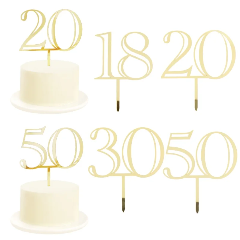 Golden Acrylic Age Number Cake Topper