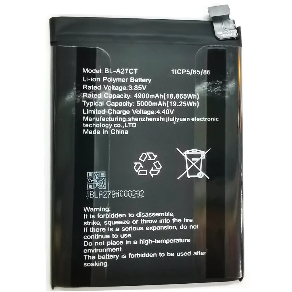 

3,85 В 5000 мАч BL-A27CT Сменный литий-ионный полимерный аккумулятор для мобильного телефона 1ICP5/65/86