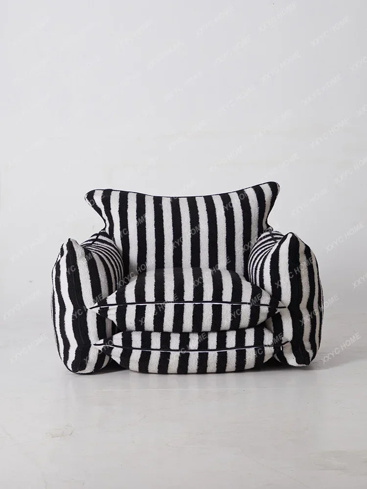 

Living Room Balcony Single Small Sofa Reclining Sofa Lambswool Black and White Striped Muebles De La Sala Home Furniture