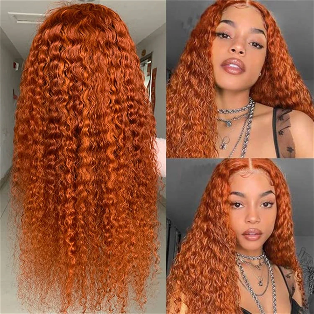 

Ginger Orange 13x6 Lace Front Wigs Human Hair Water Wave 13x4 Human Hair Lace Frontal Wigs Transparent Lace Wig For Women