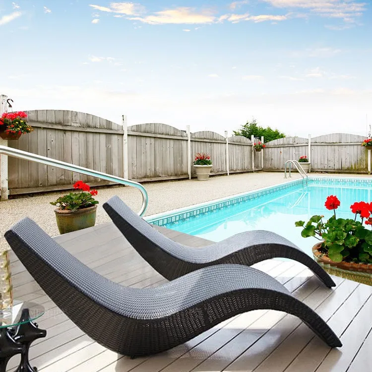 Outdoor Lounger S-type Balcony Leisure Rattan Chair Outdoor Patio Lounger Villa Swimming Pool Lounger