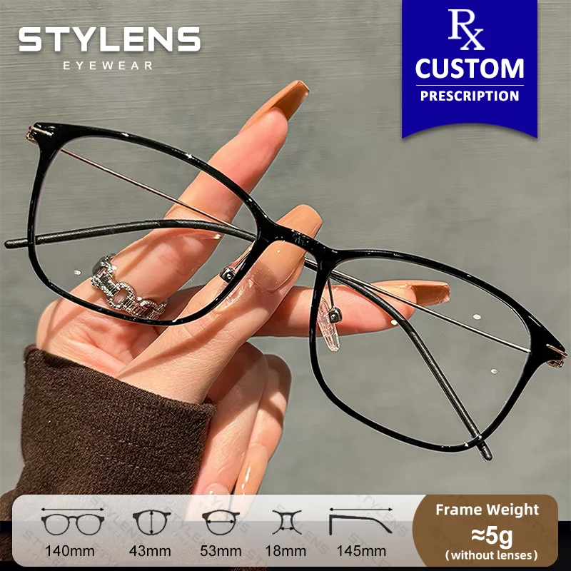 STYLENS New Ultralight Titanium Myopia Prescription Glasses Men Blue Light Blocking Reading Glasses Custom Progressive Eyewear