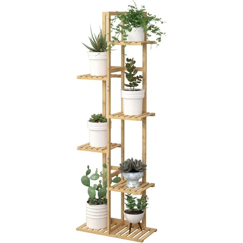 

Bamboo Plant Stand Rack 6 Tier,Multiple Stand Holder Shelf Rack, Indoor&Outdoor Planter Display Shelves for Patio Garden