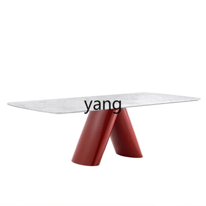 

CX minimalist modern creative natural marble dining table white luxury stone Bulgari red