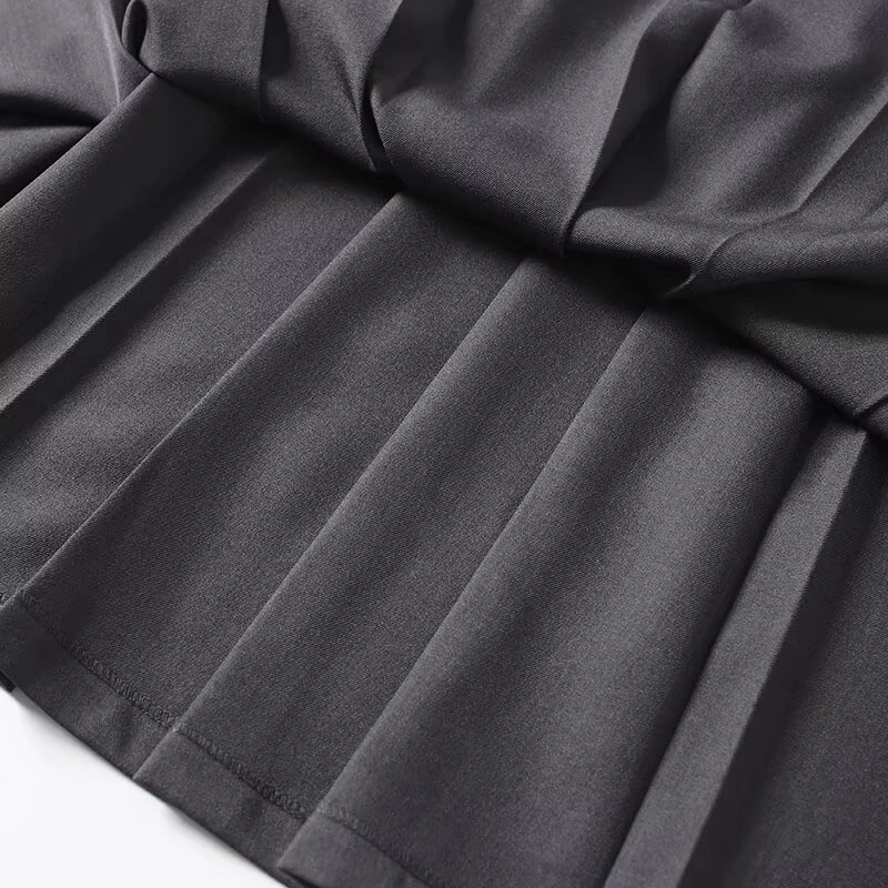 YENKYE New Commuting Style Midi Pleated Skirt For Women Dark Gray Autumn High Waist Skirts