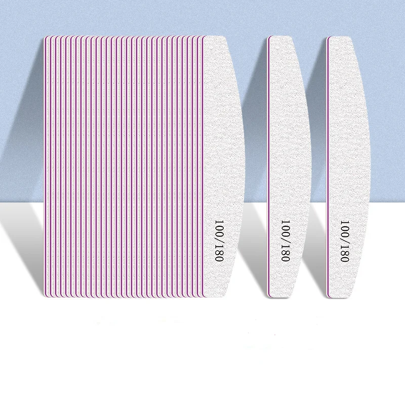 Half Moon 1/2/5/10/25/50Pcs Professional Nail File Lima 100/180 Grit Professional Sandpaper Cuticle Remover Buffer Files Manicur