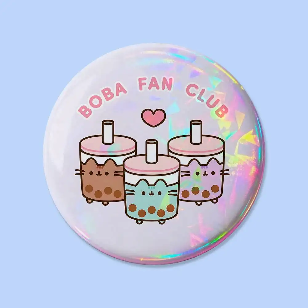 Kawaii P-Pusheen Abzeichen, Runde Kreative Anstecknadel, Brosche, Taschendekoration, Accessoires für Fans, Sammler, Freunde, Geschenke – Detail 6
