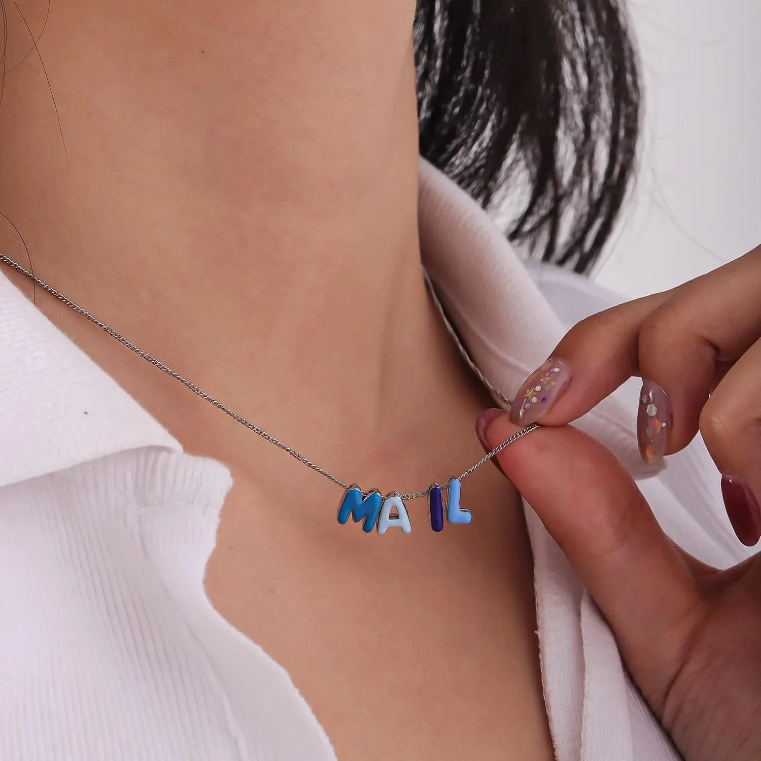 

Цветное ожерелье с буквами и пузырьками на заказ, 18-каратное позолоченное ювелирное изделие из нержавеющей стали с допамином, персонализированный рождественский подарок на 2025 год для девочек